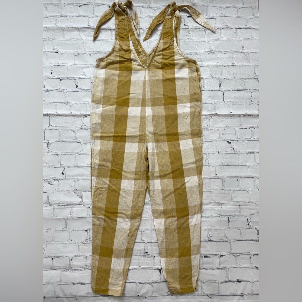 Free People Tan and Cream Plaid Jumpsuit - Picture 3 of 16